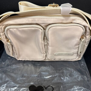 Heart Love White Appricot Crossbody Bag with Adjustable Strap